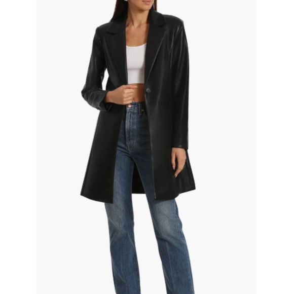 Avec Les Filles (NWOT) - Black Vegan Leather Longline Blazer - Women's XL - Picture 2 of 9